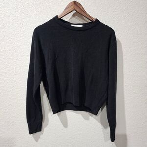 Express Tricot black semi-cropped crewneck sweater, size L 90s/early Y2K